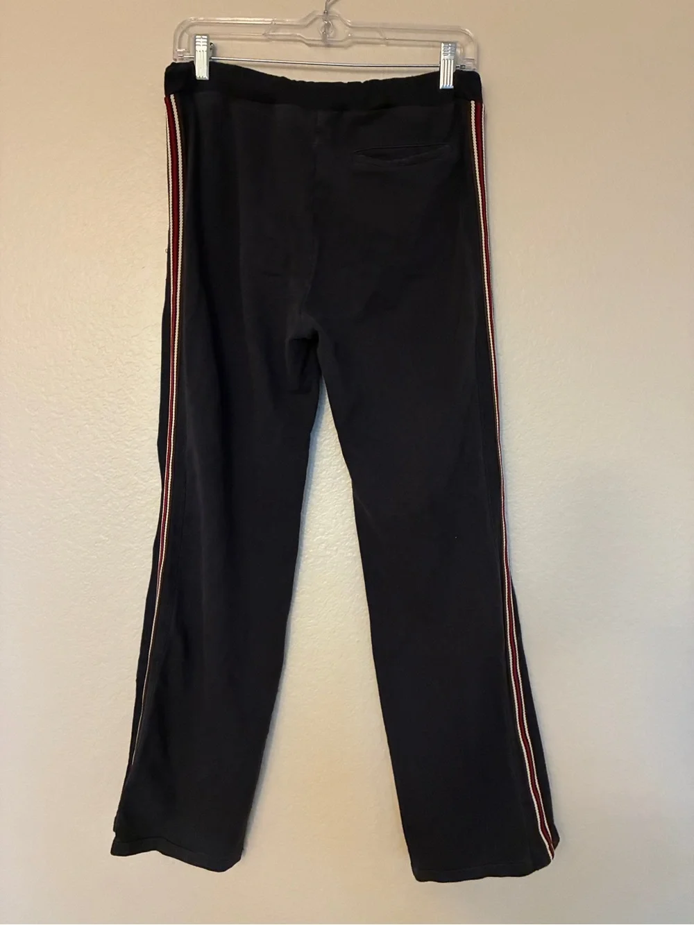 Y2K FD Black Flare Track Pants Red White Side Stripe Bootcut Athletic Pants L
